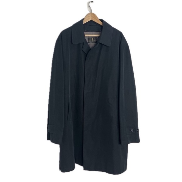 Bill Blass Trench Coat Jacket Black Gray Removable Liner Minimalist Basic Sz 44L - Picture 1 of 16